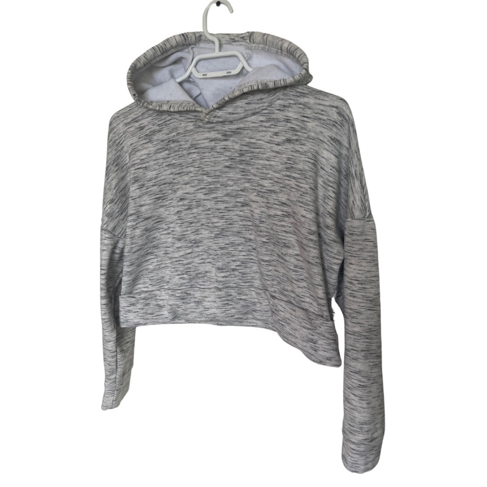 90 Degree by Reflex Cropped Womens Hooded white & grey patterned Sweater Sz Med